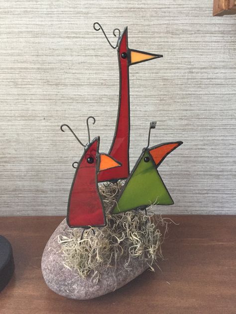 Stained Glass Birds Suncatchers, Stained Glass Scrappy Birds, Scrap Glass Projects, Scrappy Birds, Stained Glass Gifts, Stained Glass Birds, Stained Glass Decor, Glass Art Projects, Stained Glass Ornaments