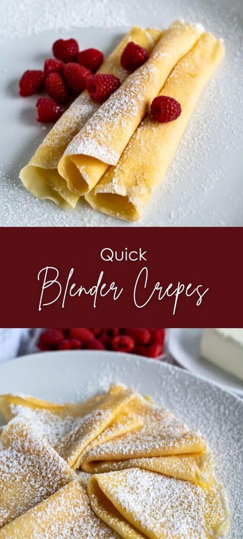 Quick Blender Crepes Crepe Recipe Blender, Blender Crepes, Crepes Recipe Breakfast, Easy Crepe Recipe, Breakfast Crepes, Crepes And Waffles, Sweet Crepes, Flan Recipe, Savory Crepes