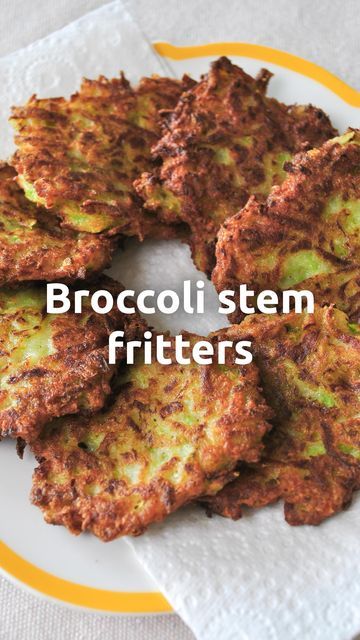 Broccoli Stem Fritters, Brocolli Stems Recipe, Broccoli Stems Recipes, Broccoli Stem Recipes, Vegetable Fritters, Fodmap Friendly Recipes, Broccoli Stalk, Fried Broccoli, Broccoli Stems