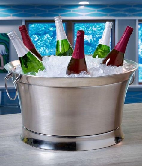 Dress up your indoor or outdoor table with this stylish stainless steel beverage tub from BirdRock Home. The double wall design keeps drinks cold without condensation. Tub Sizes, Drink Decorations, Beer Bucket, Champagne Cooler, Beverage Tub, Beverage Dispensers, Steel Tub, Ice Wine, Serveware Entertaining