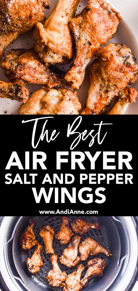 Chinese Salt And Pepper Chicken Wings Air Fryer, Air Fyer Wings, Healthy Air Fryer Chicken Wings, Drumettes In Air Fryer, Air Fryer Salt And Pepper Chicken Wings, Chicken Drumettes Air Fryer, Salt And Vinegar Wings Air Fryer, Air Fryer Salt And Pepper Chicken, Air Fryer Salt And Pepper Wings