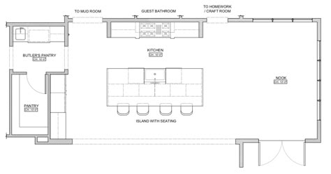 Tami Faulkner, Kitchen Butlers Pantry, Pantry Layout, Kitchen Floor Plan, Floor Plans Ranch, Custom Floor Plans, Bathroom Crafts, Kitchen Layout Plans, Craft Room Design