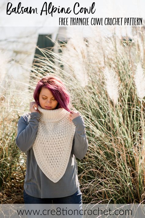 The Balsam Alpine Cowl features soft peaks and valleys made using the textured Alpine Stitch. Its cowl neck adds a warm element to the design for comfort and style. Crowl Neck, Alpine Stitch, Crochet Prayer Shawls, Crochet Triangle Scarf, Peaks And Valleys, Crochet Cowls, Crochet Cowl Pattern, Crochet Scarf Pattern Free, Crochet Shawl Pattern Free