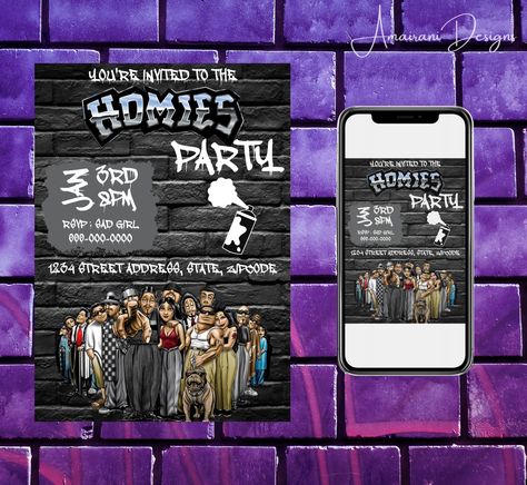 Are you planning a Homies party? This template is easy to edit, save & share with your guest in less than 5 minutes! The Homies, Watch Party, Youre Invited, Instagram Shop, Party Invitations, Turn Ons, Birthday