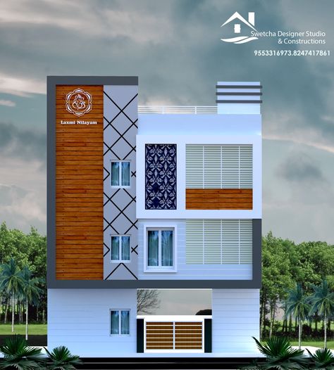 G+1 House Elevation Indian East Facing, Stone Cladding Exterior, Small House Design Architecture, Single Floor House Design, House Architecture Styles, Front Wall Design, House Outer Design, Little House Plans, Small House Elevation