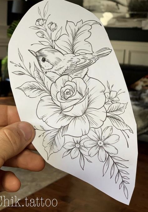 Swallow Flower Tattoo, Wren Tattoo Simple, Bird And Flower Tattoo, Robin Tattoo, Floral Tattoo Sleeve, Up Tattoos, Flower Tattoo Designs, Simplistic Tattoos, Rose Tattoos