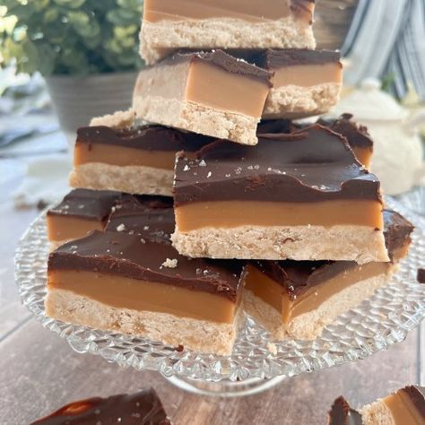 Millionaire Bars - Most Delicious Life | Sharing Generations of Family and Fun Millionaire Bars, Shortbread Crust, Salted Chocolate, Chocolate Topping, Best Chocolate, Chocolate Ganache, Cookie Bars, Heavy Cream, Corn Syrup