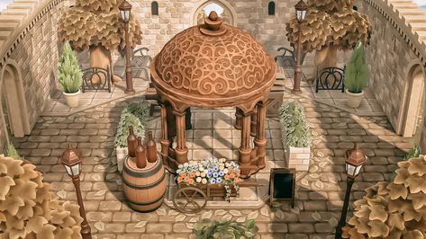 Disney Island, French Coastal, Small Courtyard, Building Aesthetic, Island Theme, Small Courtyards, New Animal Crossing, Animal Crossing Qr, Island Vibes