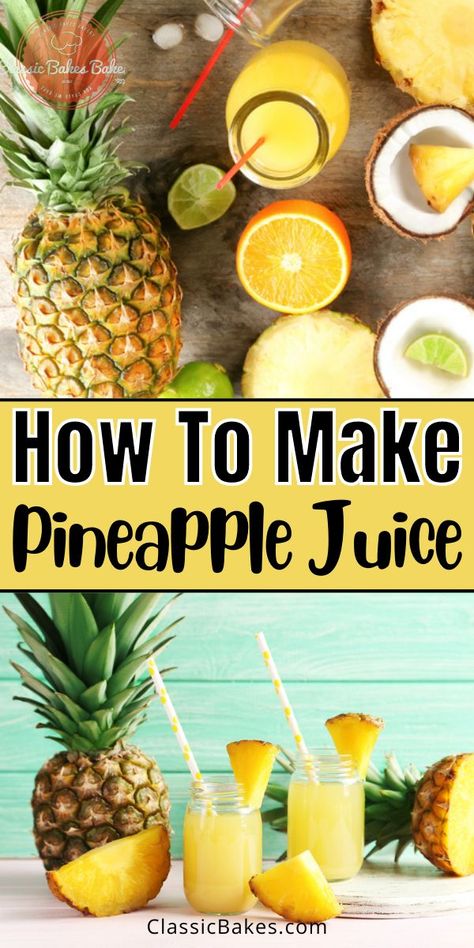 Canning Pineapple, How To Make Juice, Pineapple Juice Recipes, Fruit Juice Recipes, Pineapple Drinks, Homemade Juice, Fresh Fruit Juice, Drink Recipes Nonalcoholic, Fresh Pineapple