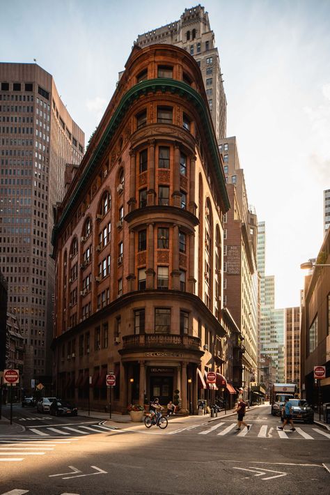 delmonico's, tiktok, street, architecture, travel, city, outdoors, downtown, building, square, urban, road, sky, old, pavement New York Guide, Wallpaper Travel, Joe Thomas, City Life Photography, New York Buildings, New York Wallpaper, New York Architecture, New York Photography, New York Life