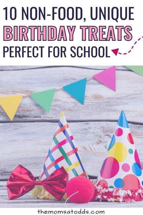 Looking for ideas for non-food birthday treats for school? Many schools don't allow kids to bring food and candy party favors to the classroom, but don't worry, here are 15 great non-food treats that make fun birthday favors and are perfect for kids to bring to school! Birthday Treats For School, Classroom Birthday Treats, Birthday Pencils, Treats For School, School Birthday Treats, Kids Going To School, Classroom Birthday, Birthday Traditions, Candy Birthday Party