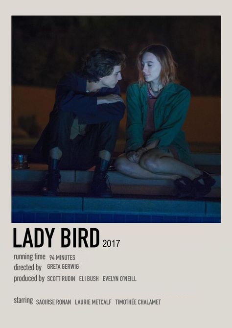 minimalist polaroid movie poster made by me for lady bird Directed By Greta Gerwig, Laurie Metcalf, Lucas Hedges, Greta Gerwig, Film Posters Minimalist, Saoirse Ronan, Retro Posters, Movie Poster Wall, Bird Poster