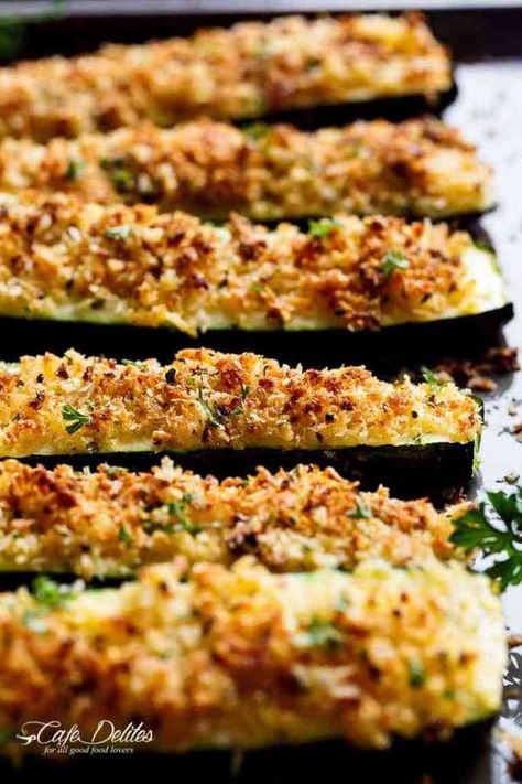 Crispy Parmesan Crusted Zucchini | Cafe Delites | Bloglovin’ Cafe Delights, Zucchini Pommes, Parmesan Crusted Zucchini, Zucchini Stuffed, Zucchini Recipes Baked, Vegetable Cooking, Reflux Recipes, Easy Zucchini Recipes, Potato Dinner