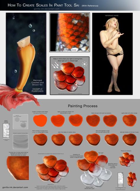 How To Create Scales (With Reference) by goRillA-iNK on DeviantArt Exercise Results, Gorilla Ink, Lips Tutorial, Sliced Fruit, Scale Drawing, Coloring Tutorial, Digital Painting Tutorials, Mermaid Scales, Environment Design