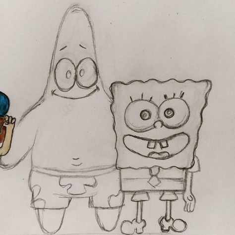 Easy Drawings Sketches Cartoon, Drawing Inspo Disney, Cartoon Sketches Doodles, Spongebob And Patrick Drawing, Drawing Ideas Spongebob, Disney Drawings Easy, Patrick Drawing, Art Spongebob, Disney Moana Art