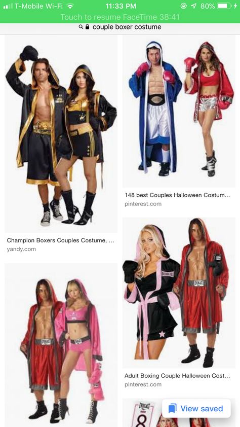 Boxers Couples Costume, Boxing Couple Costume, Boxer Halloween Costume Couple, Boxer Couple Costume, Boxer Halloween, Boxer Costume, Costumes College, Couple Costume, Cute Couple Halloween Costumes