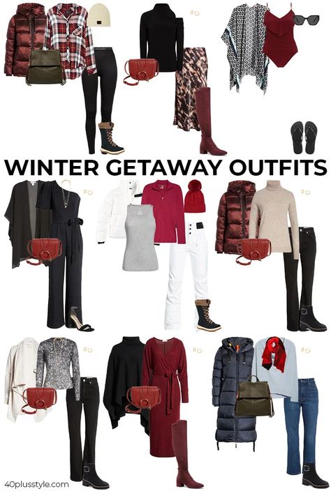 Winter Resort Outfits, Cold Weather Travel Outfit, Europe Travel Outfits Fall, Travel Outfits Fall, Resort Casual Attire Women, Winter Getaway Outfits, Winter Fashion Cold Weather, Europe Winter Fashion, Winter Travel Wardrobe