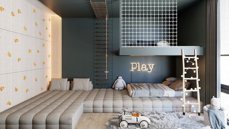 Awesome Kids Bedrooms, Two Kids Room Design, Boys Room Ideas Toddler, Little Boys Room Ideas, Toddler Room Ideas For Boys, Modern Kids Bedrooms, Big Boy Bed, Modern Kids Room Design, D5 Render