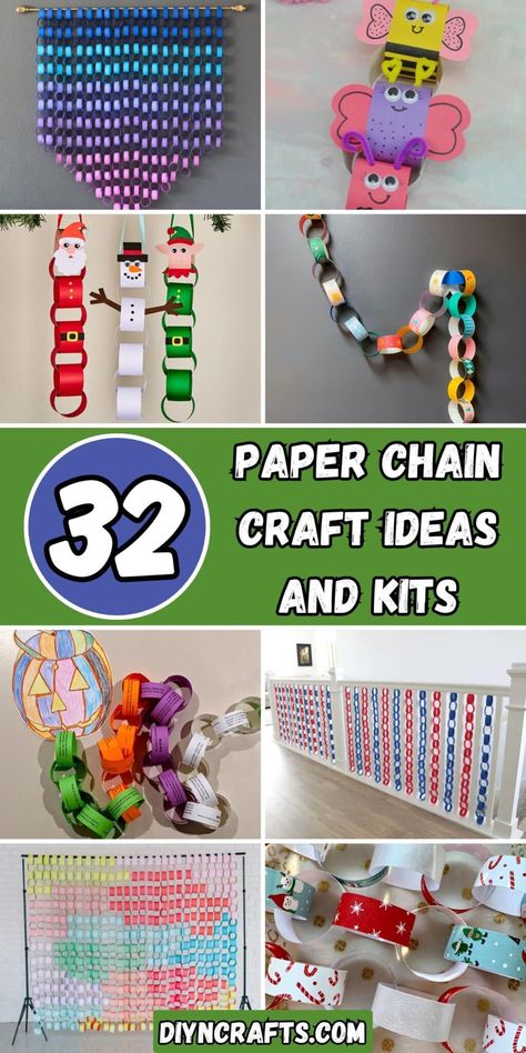 32 Paper Chain Craft Ideas and Kits Paper Fastener Crafts, Paper Chain Art, Paper Chain Crafts, Paper Chain Decorations, Christmas Paper Chains, Chain Crafts, Remembrance Day Activities, Snake Crafts, Valentine Day Video