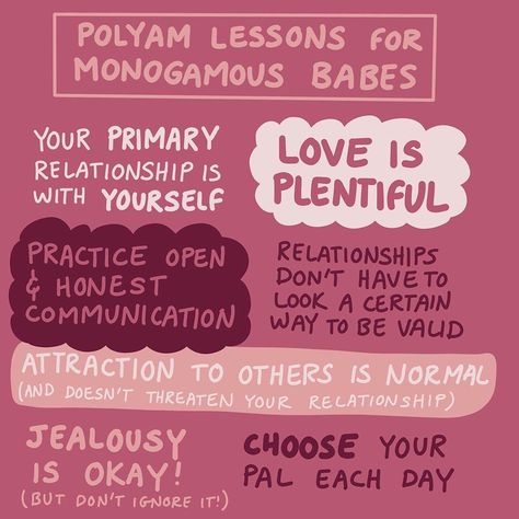 Sam’s Clam, MA on Instagram: “I’ll be the first to admit that ethical non-monogamy isn’t for everyone, but there are still some really great lessons that you can take…” Couple Respect, Poly Couple Aesthetic, Polyamory Quotes, Poly Love, Relationship Anarchy, Poly Couple, Conscious Relationship, Jealousy In Relationships, Dealing With Jealousy