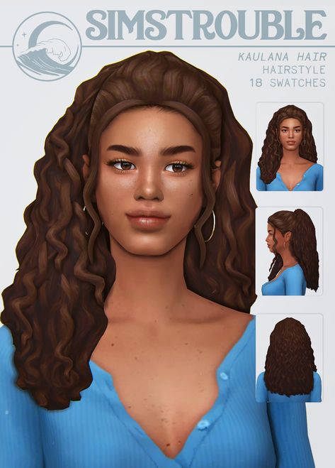 KAULANA by simstrouble | simstrouble on Patreon Sins 4 Hair Cc, Sims 4 Curly Hair, Maxis Match Hair, Cc Hair, Sims 4 Cc Hair, Sims 4 Cc Skin, Sims 4 Mm Cc, Sims 4 Characters, Sims 4 Mm