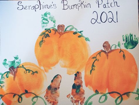 Fall Baby Painting Ideas, Bumpkin Pics Baby Paint, Bumkins Craft Baby, Baby Feet Art, Baby Buns, Pumpkin Patch Pictures, Diy Baby, Baby Toys Diy, Baby Art Projects