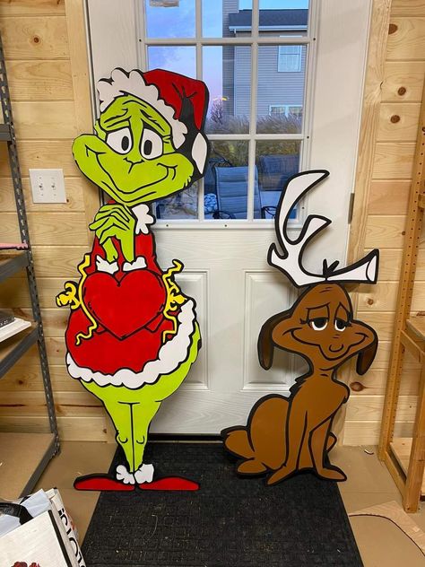 Life Size Cutouts Diy, Christmas Plywood Cutouts, Wood Cutouts Patterns Plywood Yard Art, Styrofoam Decorations, Whoville Christmas, Christmas Cutouts, Grinch Christmas Decorations, Christmas Yard Art, Christmas Yard Decorations