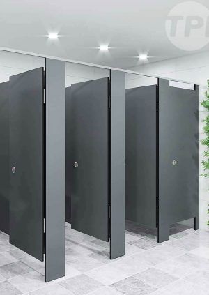 Full Height Toilet Cubicle - TPI Commercial Joinery Public Restroom Design, Commercial Bathroom Designs, Cubicle Design, Compact Laminate, Toilet Cubicle, Commercial Toilet, Church Interior Design, Restroom Design, Public Bathrooms