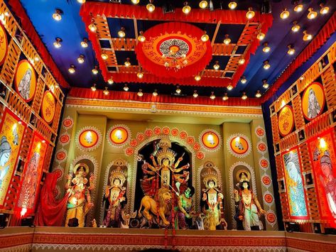 Durga Pooja Pandal Decoration, Navratri Pandal Decoration, Durga Pandal Decoration, Durga Pandal Decoration Ideas, Ganesh Pandal, Durga Pandal, Navratri Poses, Durga Puja Pandal, Bappa Decoration