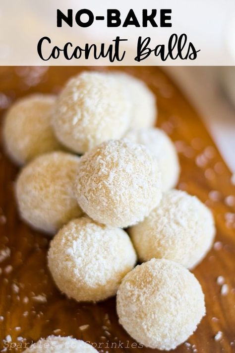 No-bake coconut balls are so easy to make as they combine almond flour, coconut milk, and maple syrup that is then rolled in delicious coconut flakes. This simple treat takes about 10 minutes to prepare and is keto-friendly, Vegan, Gluten-free, dairy-free, and nut-free. No Bake Coconut Cookies, Coconut Snacks, Nut Free Snacks, Coconut Truffles, Coconut Bites, Dairy Free Treats, Coconut Balls, Classic Recipes, Coconut Almond