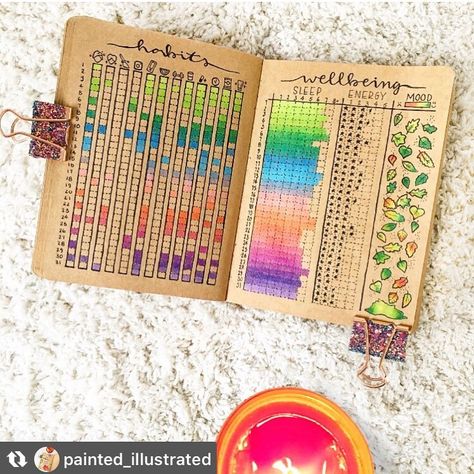 Bullet journaling on Instagram: “Fine,I’m obsessed with trackers😍 . . . 📷:@painted_illustrated . . . #bulletjournaling #bulletjournal #bulletjournaljunkies…” Bullet Journal October, Habit Tracker Bullet Journal, Bullet Journal Ideas Templates, Bullet Journal Mood Tracker Ideas, Bullet Journal Notes, Bullet Journal Paper, Bulletin Journal Ideas, Etsy Inspiration, Bullet Planner