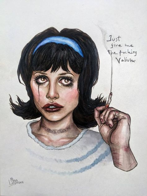 Girl Interrupted Drawing, Film Sketch, Daisy Randone, Daisy Watercolor, Girl Interrupted, Arte Van Gogh, Watercolor Pencil, Watercolor Portrait, Art Inspiration Painting