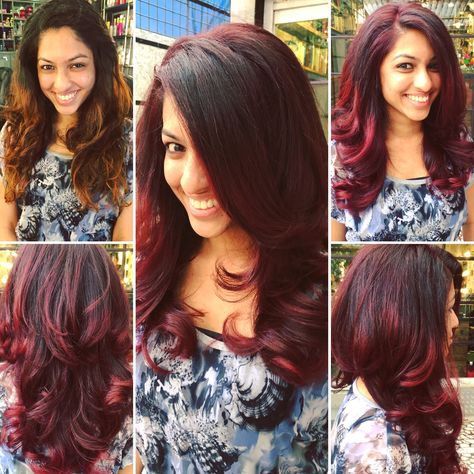 Before and After. Two Toned Red Global Hair Colour. #red #wine #haircolour Global Hair Colour, Hair Colour Red, Global Hair Color, Global Hair, World Hair, Ash Hair Color, Hair Color Chart, Red Wines, Blonde Hair Shades