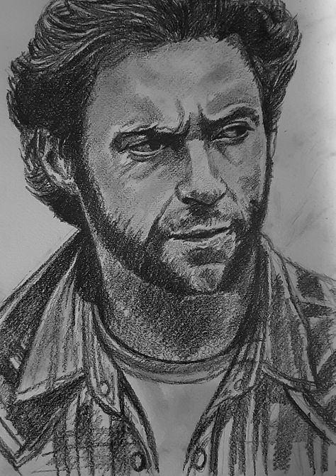 Grafite Hugh Jackman Drawing, Wolverine Drawing Sketches, Wolverine Art Sketches, Hugh Jackman Art, Logan Drawing, Logan Sketch, Facial Features Drawing, Wolverine Painting, Logan Wolverine Art