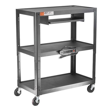 PRICES MAY VARY. EXTRA LARGE 3-TIER ROLLING CART: Measuring at 34'' x 18'' x 41.75'', our extra heavy duty rolling cart provides room for medical and teaching supply, such as paper, computer, laptop, monitor, and projector. This 3 shelf utility cart with wheels comes with a PU leather mat for surface protection. SUPPORT UP TO 300 LBS: This file cabinet with wheels is made of 2mm (14 gauge) steel construction cart legs and locking swivel caster wheels, so it can support up to 300 lbs with evenly Av Carts, Printer Cart, Computer Cart, Office Warehouse, Metal Cart, Medication Storage, Mobile Cart, Rolling Utility Cart, Keyboard Tray