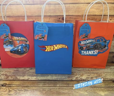 Hot Wheels Favors, Hot Wheels Birthday, Birthday Candy, Favor Bags, Birthday Wishes, Birthday