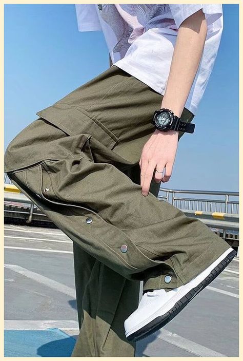 Purple Waistcoat, Design Trousers, Cargo Pants Style, Black Waistcoat, Pants Outfit Men, Cotton Cargo Pants, Cargo Pants Outfit, Striped Vests, Harajuku Style