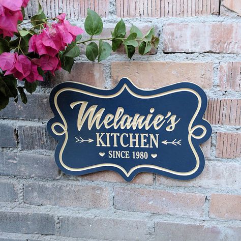 Personalized 11 x 7 Kitchen Sign Mother's Day Kitchen Boards, Kitchen Plaques, Sign Inspiration, Holiday Chaos, Kitchen Decor Signs, Colorful Kitchen Decor, House Trim, Carved Wood Signs, Kitchen Decor Themes