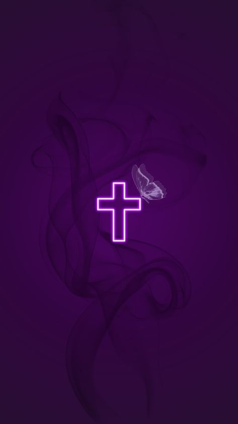 Neon Wallpaper Purple Aesthetic, Christian Wallpaper Iphone Aesthetic Purple, Light Purple Background Wallpapers, Purple Cross Aesthetic, Dark Purple Christian Wallpaper, Christian Backgrounds Purple, Purple God Wallpapers, Purple Aesthetic Christian Wallpaper, Neon Cross Wallpaper