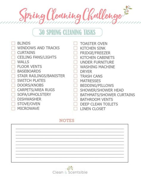 Spring Cleaning Challenge - 30 tasks to complete. Do one task per day, do a few each weekend, or spread the tasks out as needed! / #springcleaning #cleaninghacks #springcleaningchecklist #cleaningtips #deepcleaning Spring Cleaning Checklist Printable, Tasks List, Chore List For Kids, Spring Cleaning Challenge, Deep Clean Bathroom, Spring Clean Up, Beauty Routine Checklist, Cleaning Challenge, Clean House Schedule