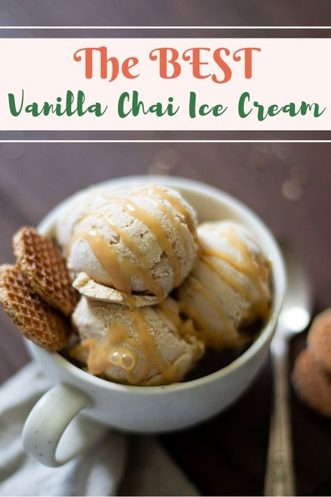 Vanilla Chai Latte, Chai Ice Cream, Kitchenaid Ice Cream Maker, Caramel Waffles, Iced Chai Tea Latte, Vanilla Chai Tea, Chai Spices, Cinnamon Ice Cream, Waffle Cookies