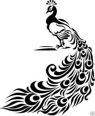 Peacock Clipart, Feather Stencil, Peacock Vector, Bird Silhouette Art, Peacock Drawing, Arte Yoga, Peacock Wall Art, Peacock Decor, White Peacock