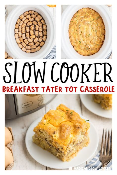 Slow Cooker Breakfast Overnight, Crockpot Tater Tot Breakfast Casserole, Tater Tot Casserole Crock Pot, Camp Stew, Breakfast Tater Tot Casserole, Frozen Tater Tots, Casserole Crockpot Recipes, Casserole Crockpot, Slow Cooker Applesauce