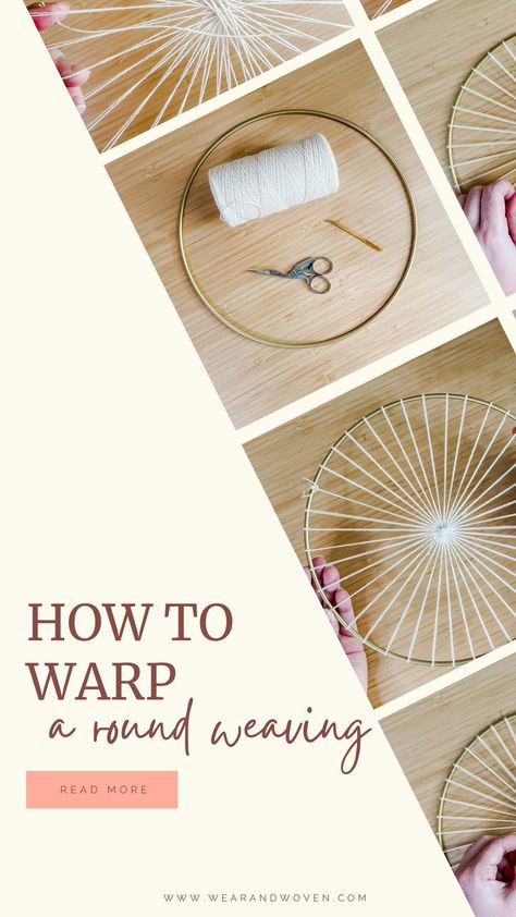 Weaving A Circle Shape, Circular Yarn Wall Hanging, Weaving In A Circle, Weaving In The Round, Embroidery Hoop Weaving Diy, Round Woven Wall Hanging, Hoop Weaving Diy, Round Loom Weaving, Round Weaving Loom Projects