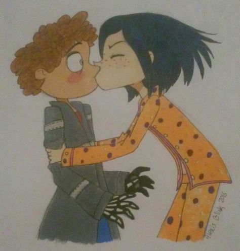 Coraline And Wybie Fanart, Wybie Fanart, Coraline X Wybie, Drawing Of Two People, Two People Standing, Coraline Wybie, Coraline Characters, Coraline Cat, Makeup Book