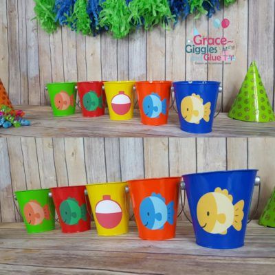 10 Fishing Themed Favor Pails Decorations For Baby Shower, Safari Party Favors, Wild Birthday Party, Superhero Theme Party, Confetti Bags, Fishing Party, Dinosaur Theme Party, Metal Fish, Boy Fishing