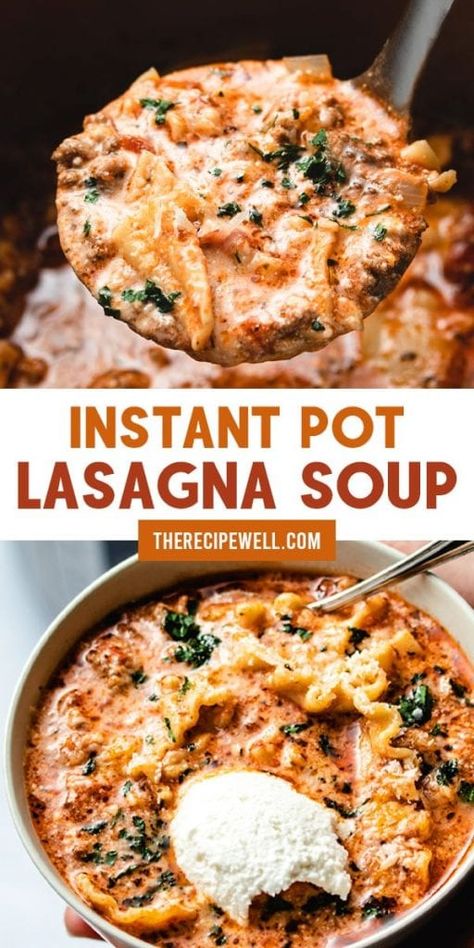 Instant Pot Lasagna Soup, Instant Pot Lasagna, Different Types Of Cheese, Crockpot Express, Pot Lasagna, Instant Pot Soup Recipes, Diner Recept, Lasagna Soup, Instant Pot Soup