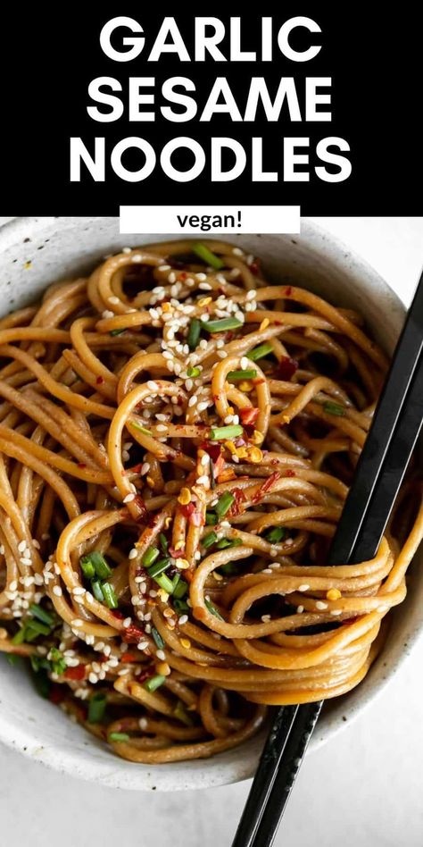 Healthy Asian Noodle Recipes, Asian Pasta Sauce, Caravan Meals, Dinner Recommendations, Noodle Types, Asian Dinner Ideas, Vegan Stirfry, Garlic Sesame Noodles, Easy Asian Noodle Recipes