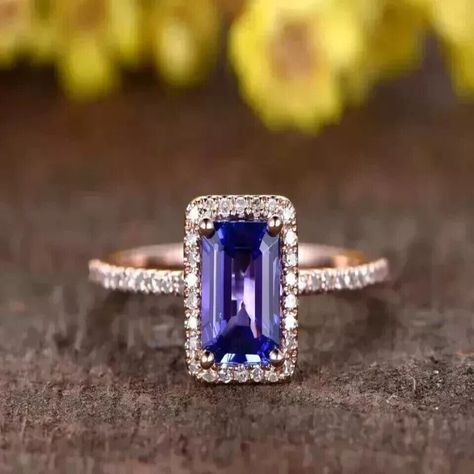 Stunning 14K Rose Gold Plated Women's Engagement Rings featuring simulated Tanzanite & Diamond in various cuts! Handmade & adjustable. #EngagementRings #Tanzanite #SimulatedDiamonds 💍✨ Engagement Ring Emerald Cut, Engagement Ring Emerald, Tanzanite Engagement Ring, Ring Emerald Cut, Tanzanite Diamond, Ring Emerald, Womens Engagement Rings, Emerald Cut, Gold Plating