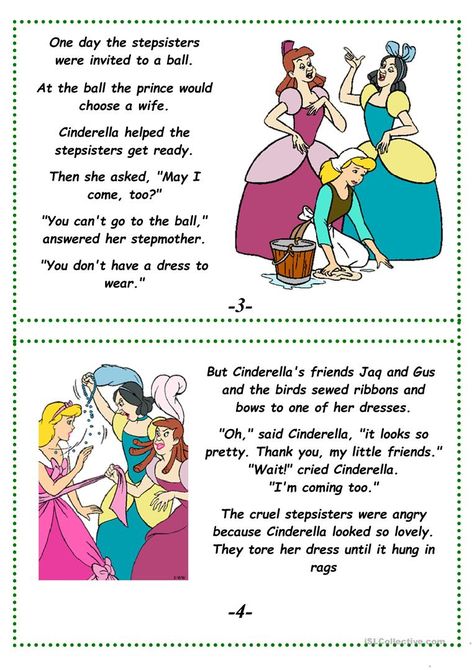 Cinderella (a fairy tale) - English ESL Worksheets for distance learning and physical classrooms Cinderella Story For Kids, Cinderella Story Book, Short Fairy Tales, Cinderella Fairy Tale, Reading Cards, A Cinderella Story, Fairytale Stories, Short Stories For Kids, English Story